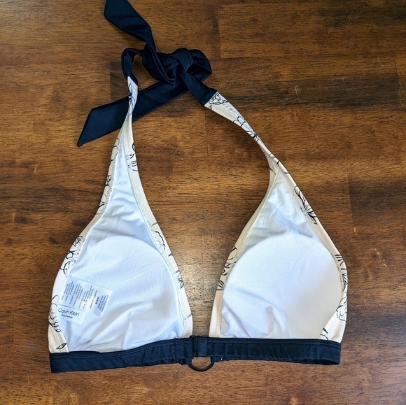 Calvin Klein Floral Printed Halter Bikini Top in Pink & Black NWOT - Picture 4 of 6